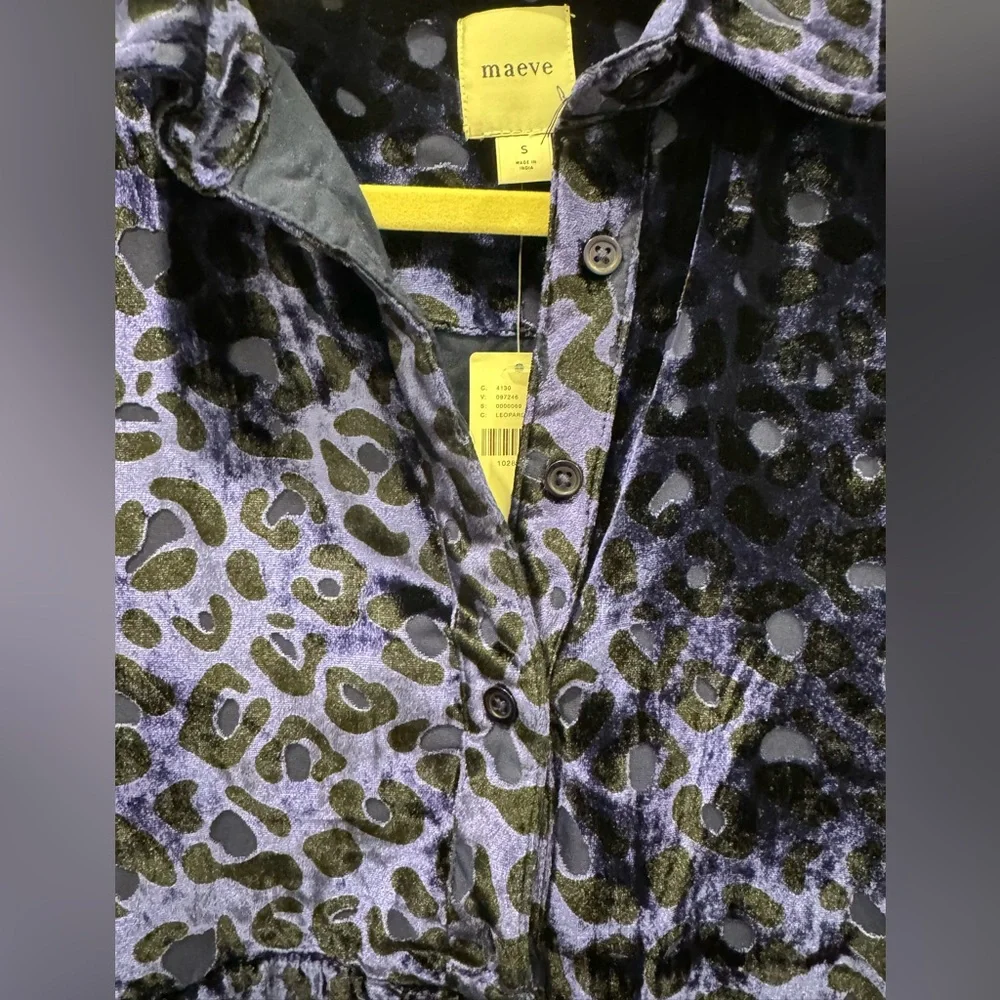 Anthropologie Maeve Bettina Velvet Tiered Mini Short Dress - Picture 2 of 10